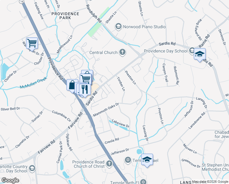 map of restaurants, bars, coffee shops, grocery stores, and more near 456 Mammoth Oaks Drive in Charlotte