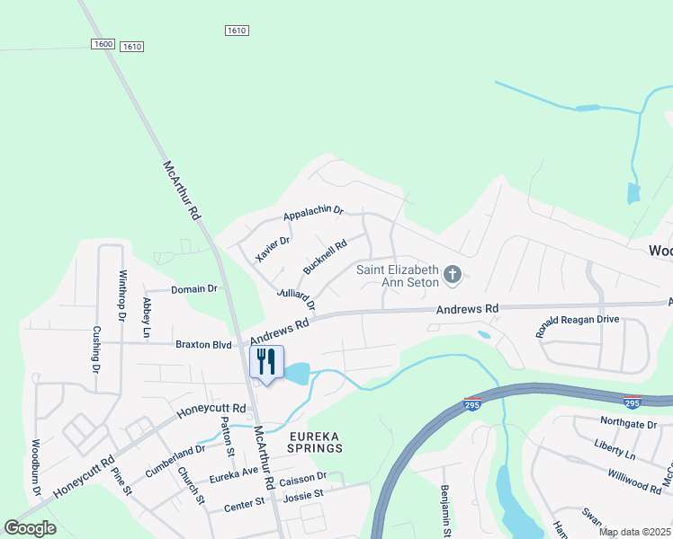 map of restaurants, bars, coffee shops, grocery stores, and more near 932 Carnegie Drive in Fayetteville