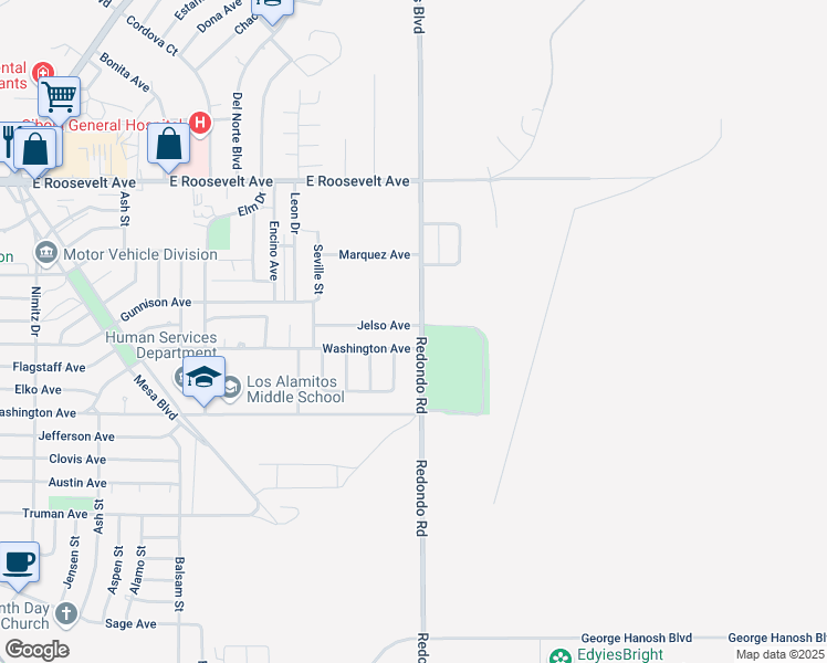 map of restaurants, bars, coffee shops, grocery stores, and more near 1040 Sakelares Boulevard in Grants