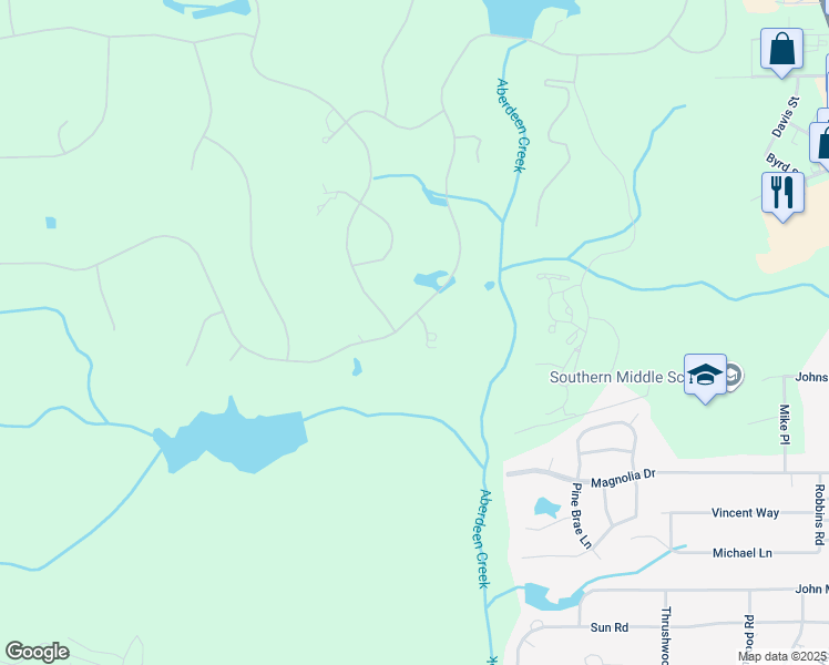 map of restaurants, bars, coffee shops, grocery stores, and more near 10 James River Place in Pinehurst