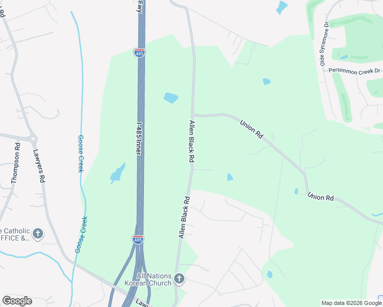 map of restaurants, bars, coffee shops, grocery stores, and more near 6340 Allen Black Road in Charlotte