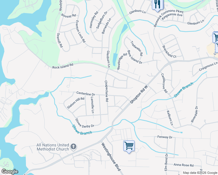 map of restaurants, bars, coffee shops, grocery stores, and more near in Charlotte