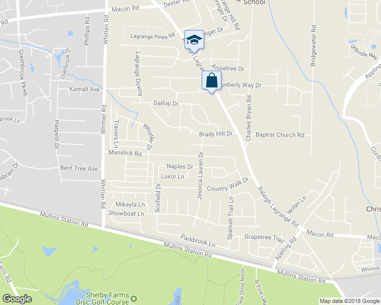 map of restaurants, bars, coffee shops, grocery stores, and more near 6984 Manslick Road in Shelby County