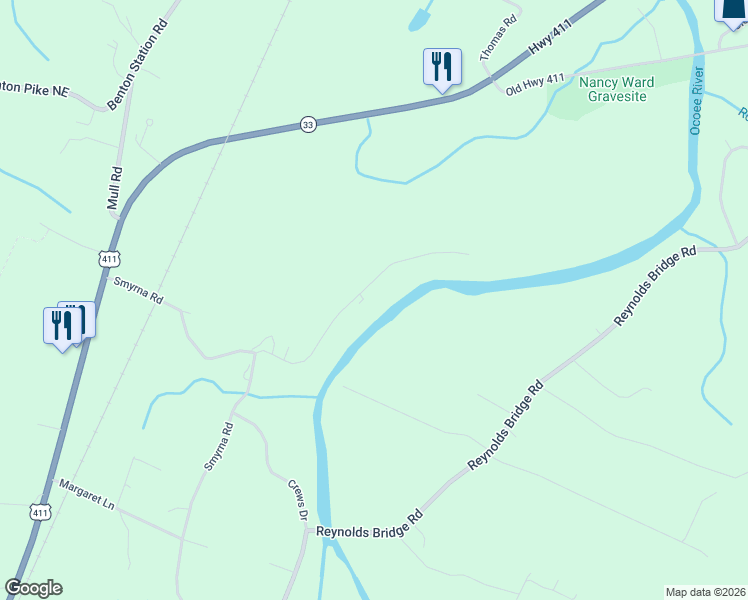 map of restaurants, bars, coffee shops, grocery stores, and more near 173 Rivers Edge Lane in Benton