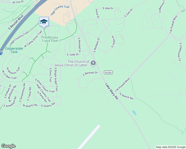 map of restaurants, bars, coffee shops, grocery stores, and more near 536 East Bennett Drive in Flagstaff