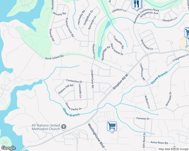 map of restaurants, bars, coffee shops, grocery stores, and more near in Charlotte