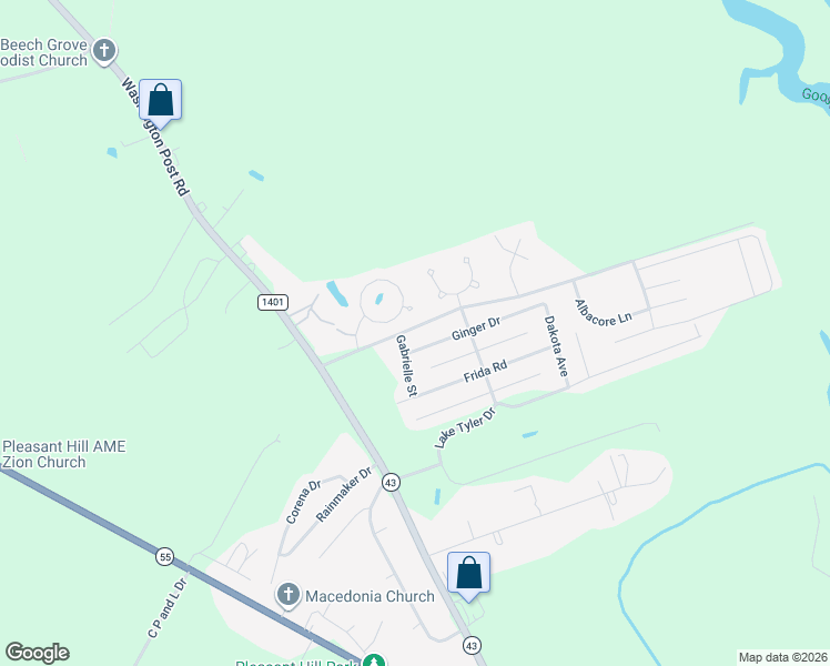 map of restaurants, bars, coffee shops, grocery stores, and more near 221-251 Gracie Farms Road in New Bern