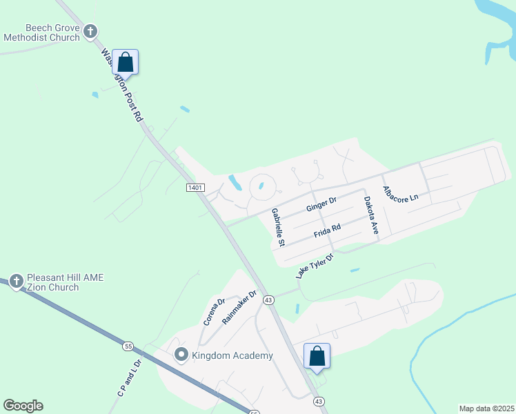 map of restaurants, bars, coffee shops, grocery stores, and more near 109 Little Lake Circle in New Bern