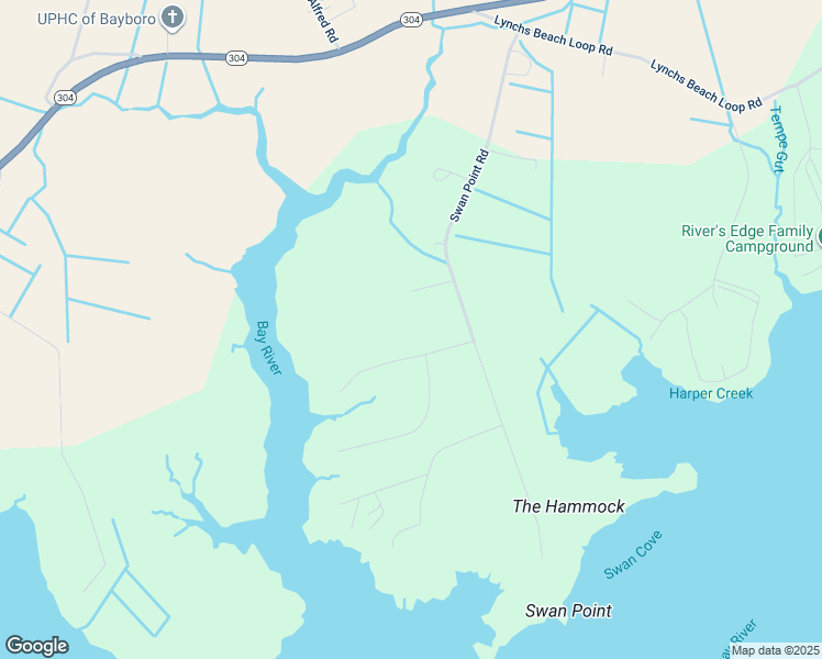 map of restaurants, bars, coffee shops, grocery stores, and more near 168 Longview Road in Bayboro