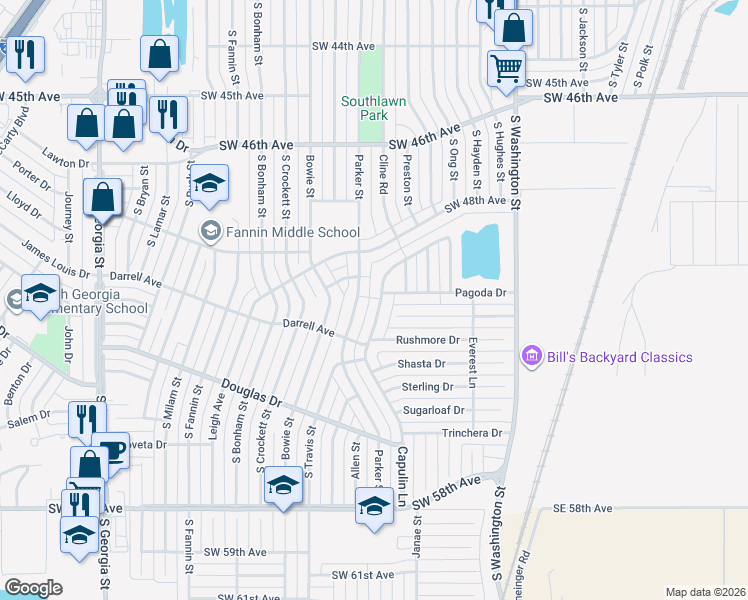 map of restaurants, bars, coffee shops, grocery stores, and more near 4904 Capulin Lane in Amarillo