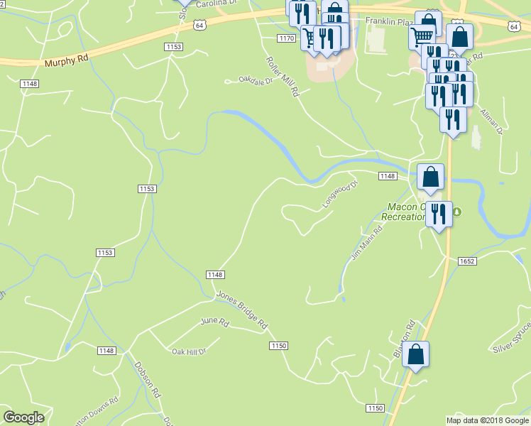 map of restaurants, bars, coffee shops, grocery stores, and more near 606 Patton Road in Franklin
