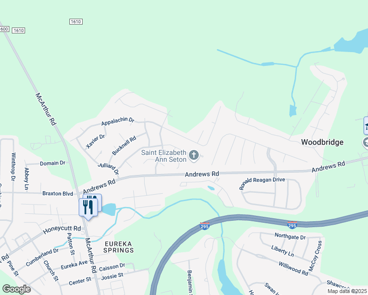 map of restaurants, bars, coffee shops, grocery stores, and more near 718 Carnegie Drive in Fayetteville