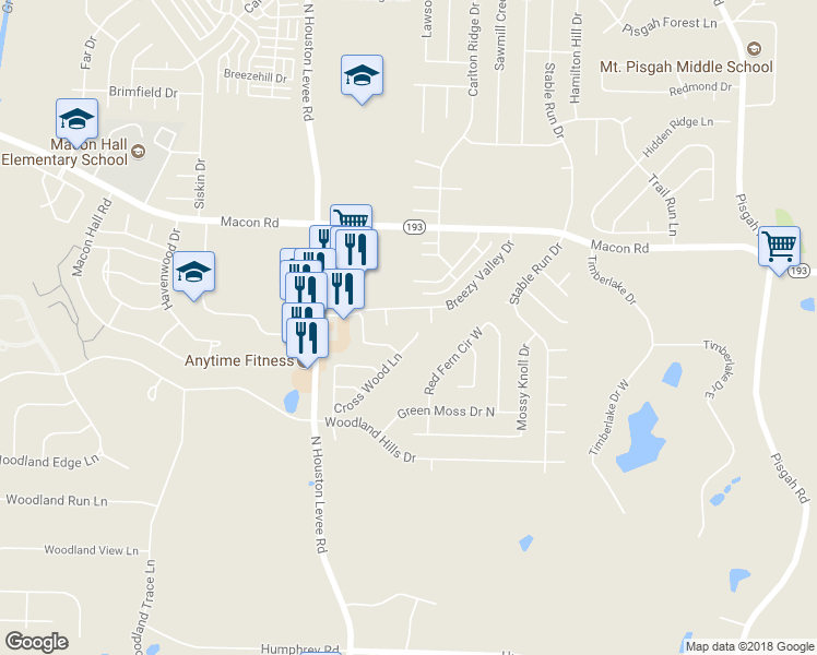 map of restaurants, bars, coffee shops, grocery stores, and more near 1165 Cross Valley Cove in Shelby County