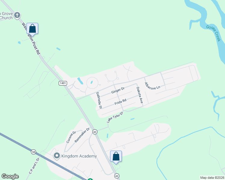 map of restaurants, bars, coffee shops, grocery stores, and more near 220-250 Gracie Farms Rd in New Bern