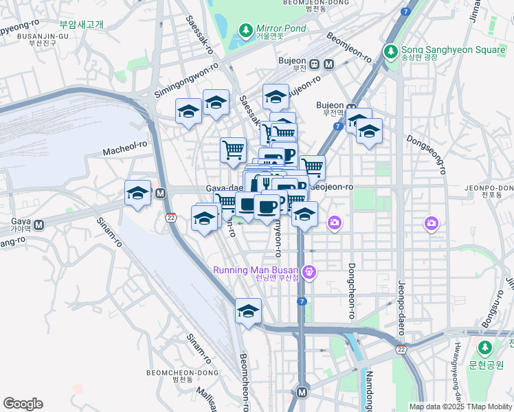 map of restaurants, bars, coffee shops, grocery stores, and more near in 