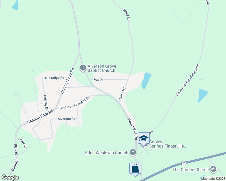 map of restaurants, bars, coffee shops, grocery stores, and more near 3564 Peachtree Road in Inman