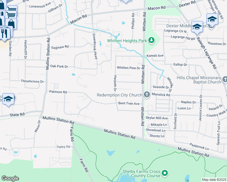 map of restaurants, bars, coffee shops, grocery stores, and more near 6671 French Cove in Memphis