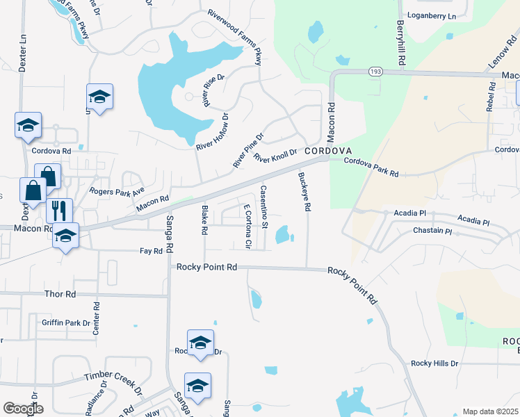 map of restaurants, bars, coffee shops, grocery stores, and more near 1167 Casentino Street in Memphis