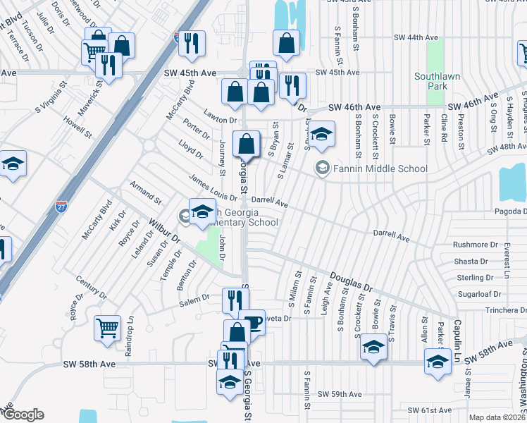 map of restaurants, bars, coffee shops, grocery stores, and more near 2408 SW 49th Ave in Amarillo