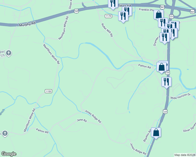 map of restaurants, bars, coffee shops, grocery stores, and more near 606 Patton Road in Franklin