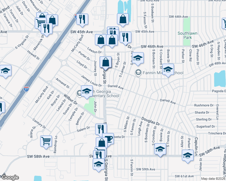 map of restaurants, bars, coffee shops, grocery stores, and more near 2408 SW 49th Ave in Amarillo