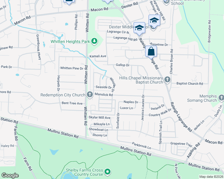 map of restaurants, bars, coffee shops, grocery stores, and more near 6883 Seaside Drive in Shelby County
