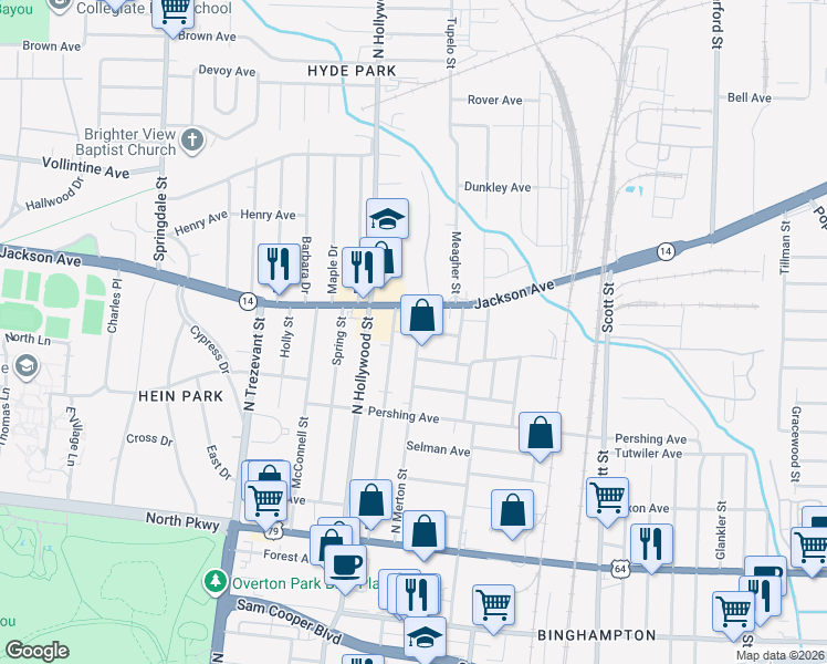 map of restaurants, bars, coffee shops, grocery stores, and more near 797 North Merton Street in Memphis