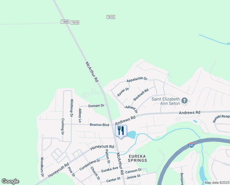 map of restaurants, bars, coffee shops, grocery stores, and more near 6662 Julliard Drive in Fayetteville