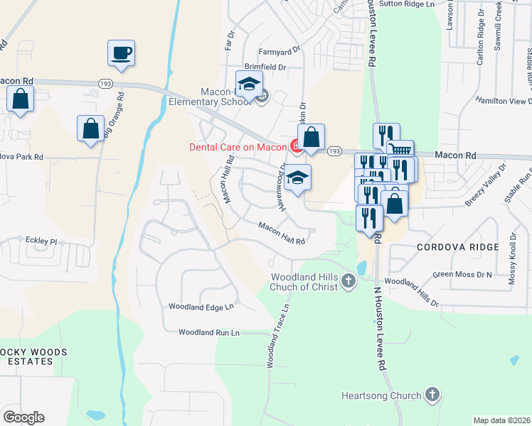 map of restaurants, bars, coffee shops, grocery stores, and more near 1163 Sanbyrn Drive in Shelby County