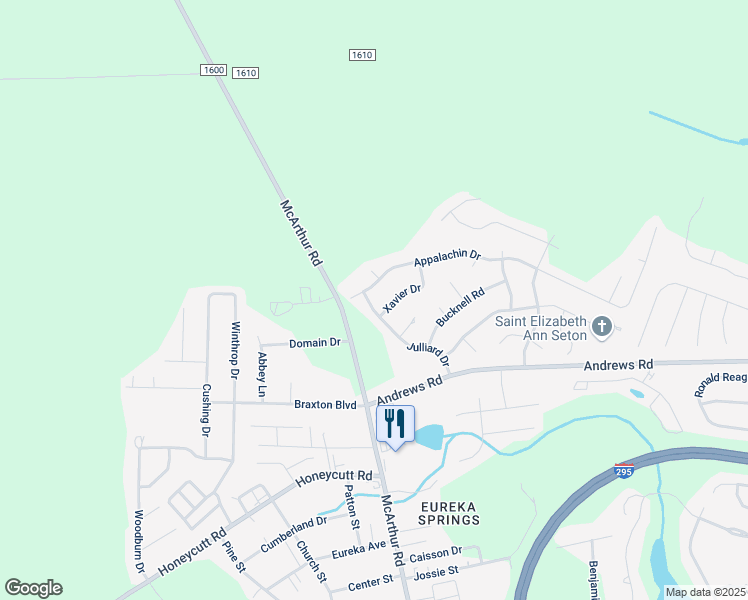 map of restaurants, bars, coffee shops, grocery stores, and more near 6662 Julliard Drive in Fayetteville