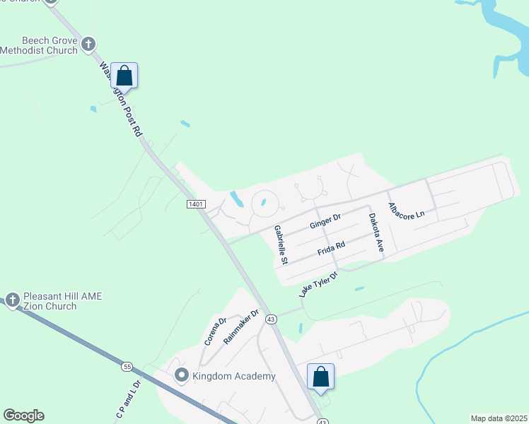map of restaurants, bars, coffee shops, grocery stores, and more near 109 Little Lake Circle in New Bern