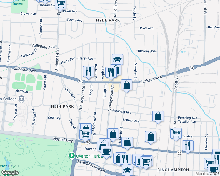 map of restaurants, bars, coffee shops, grocery stores, and more near 788 North Hollywood Street in Memphis