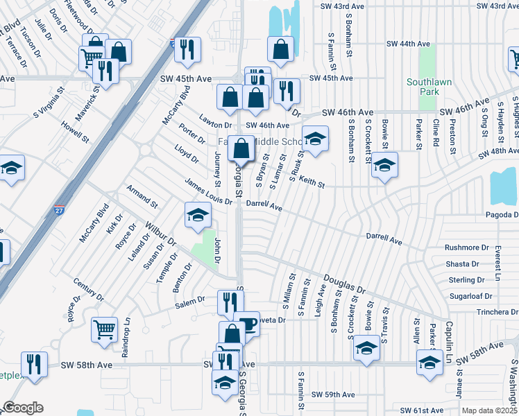 map of restaurants, bars, coffee shops, grocery stores, and more near 2408 SW 49th Ave in Amarillo