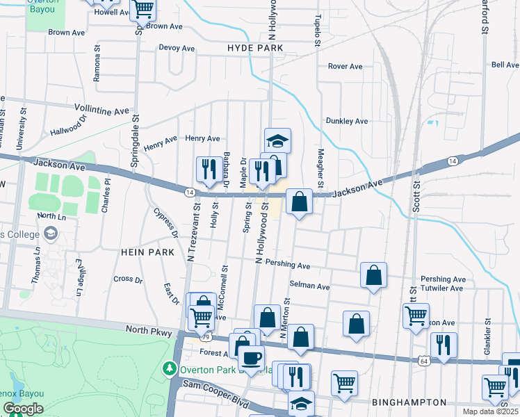 map of restaurants, bars, coffee shops, grocery stores, and more near 788 North Hollywood Street in Memphis