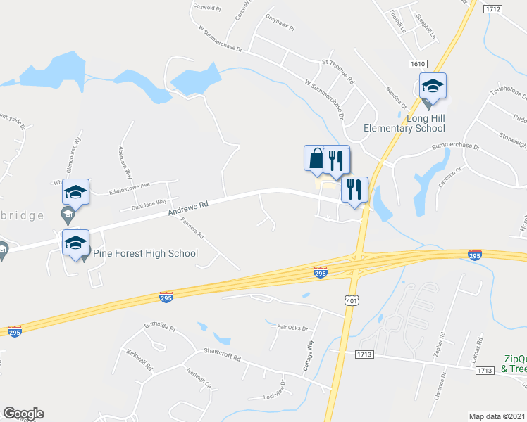 map of restaurants, bars, coffee shops, grocery stores, and more near 5898 Stoneridge Road in Fayetteville