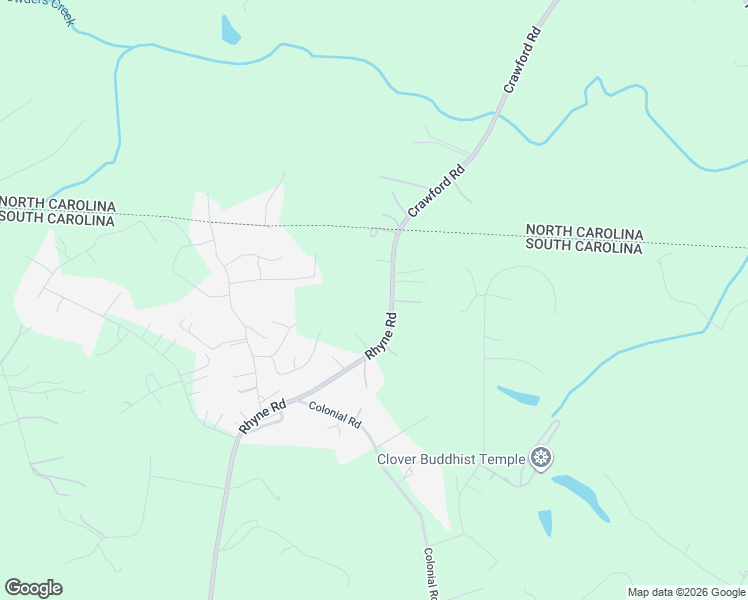 map of restaurants, bars, coffee shops, grocery stores, and more near 1545 Rhyne Road in Clover
