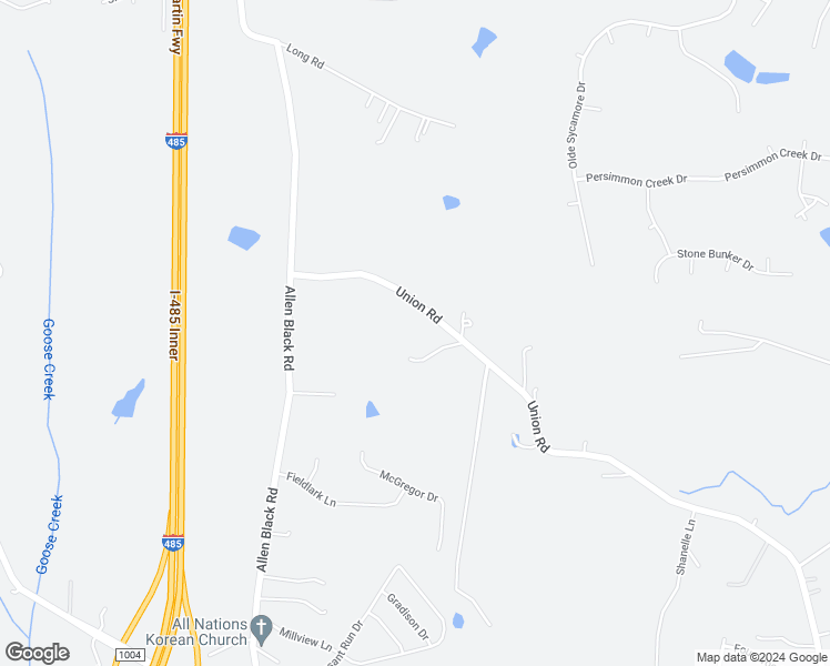 map of restaurants, bars, coffee shops, grocery stores, and more near 1715 Union Road in Matthews