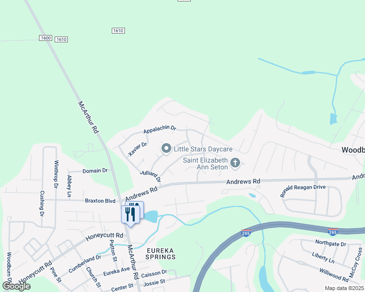 map of restaurants, bars, coffee shops, grocery stores, and more near 920 Carnegie Drive in Fayetteville