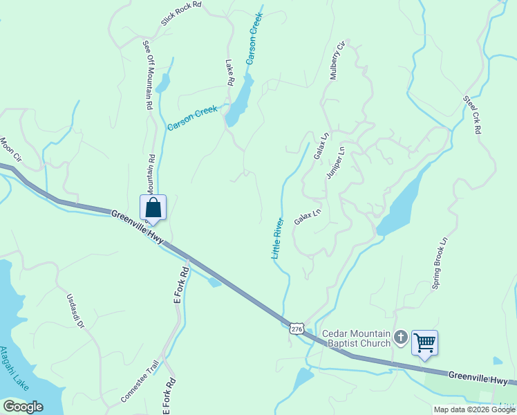 map of restaurants, bars, coffee shops, grocery stores, and more near 1-199 Ballard Road in Brevard