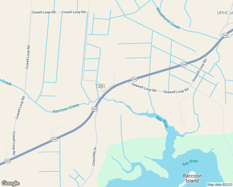 map of restaurants, bars, coffee shops, grocery stores, and more near 2246 North Carolina 304 in Bayboro