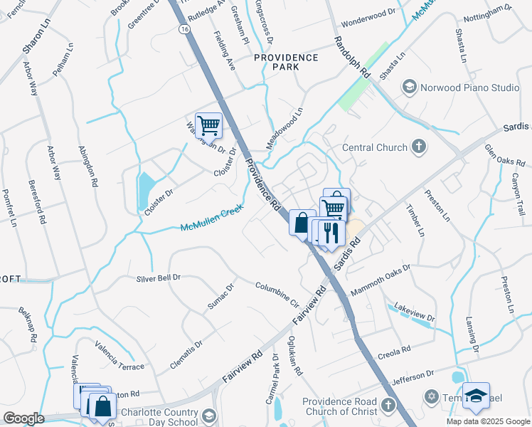 map of restaurants, bars, coffee shops, grocery stores, and more near in Charlotte