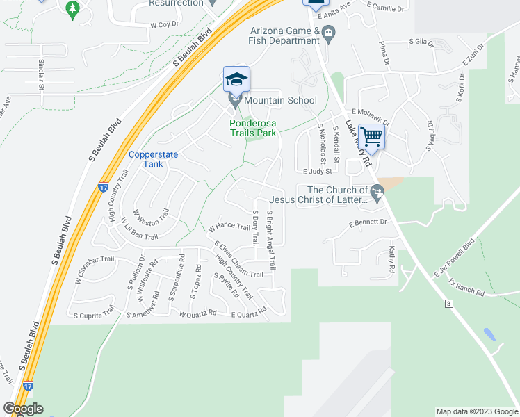 map of restaurants, bars, coffee shops, grocery stores, and more near 4708 South Dory Trail in Flagstaff