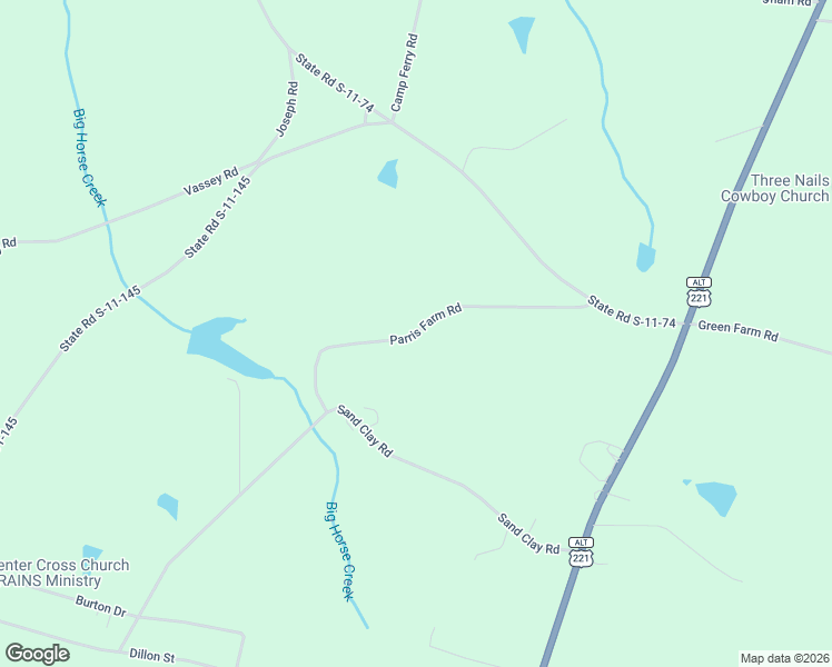 map of restaurants, bars, coffee shops, grocery stores, and more near 241 Parris Farm Road in Chesnee