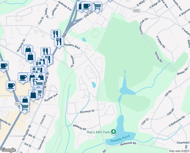 map of restaurants, bars, coffee shops, grocery stores, and more near 165 Kensington Way in Aberdeen