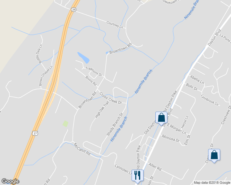 map of restaurants, bars, coffee shops, grocery stores, and more near 322 Shady Crest Drive in Chattanooga