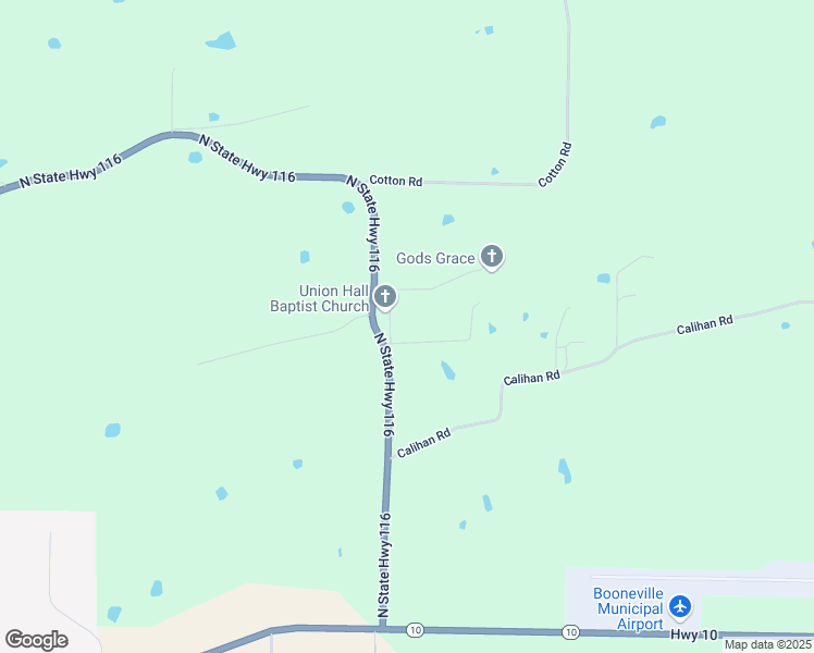 map of restaurants, bars, coffee shops, grocery stores, and more near 47 Oakridge Drive in Booneville