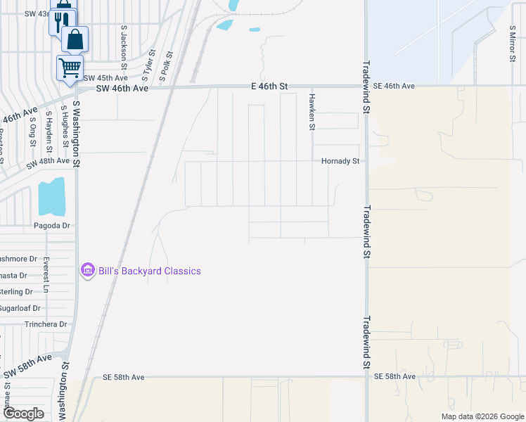 map of restaurants, bars, coffee shops, grocery stores, and more near 5300 Tradewind Street in Amarillo
