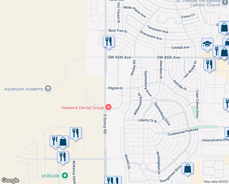 map of restaurants, bars, coffee shops, grocery stores, and more near 8505 Pilgrim Dr in Amarillo