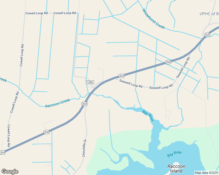 map of restaurants, bars, coffee shops, grocery stores, and more near 2246 North Carolina 304 in Bayboro