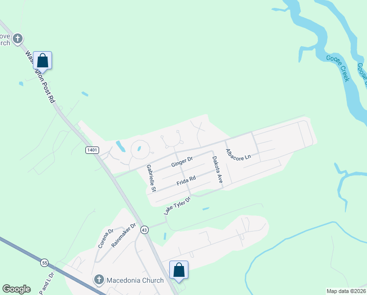 map of restaurants, bars, coffee shops, grocery stores, and more near 302 Meadowinds Drive in New Bern